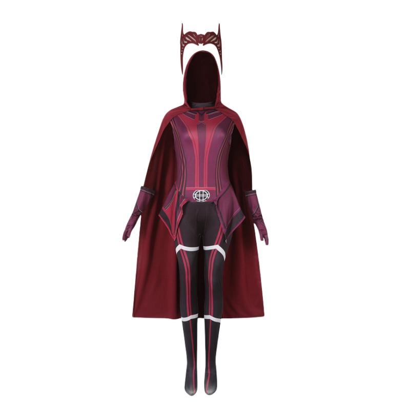 Scharlachrote Hexe Kostüm Erwachsene Damen Wanda Maximoff Cosplay Outfit Halloween Party Verkleidung