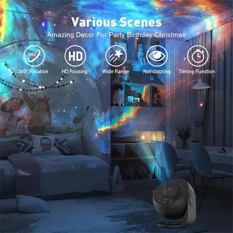 A Star Projector Night Light with HD Motion Pictures Desktop LED Projector Light with Rotating Nebula Effectmultiple Themes