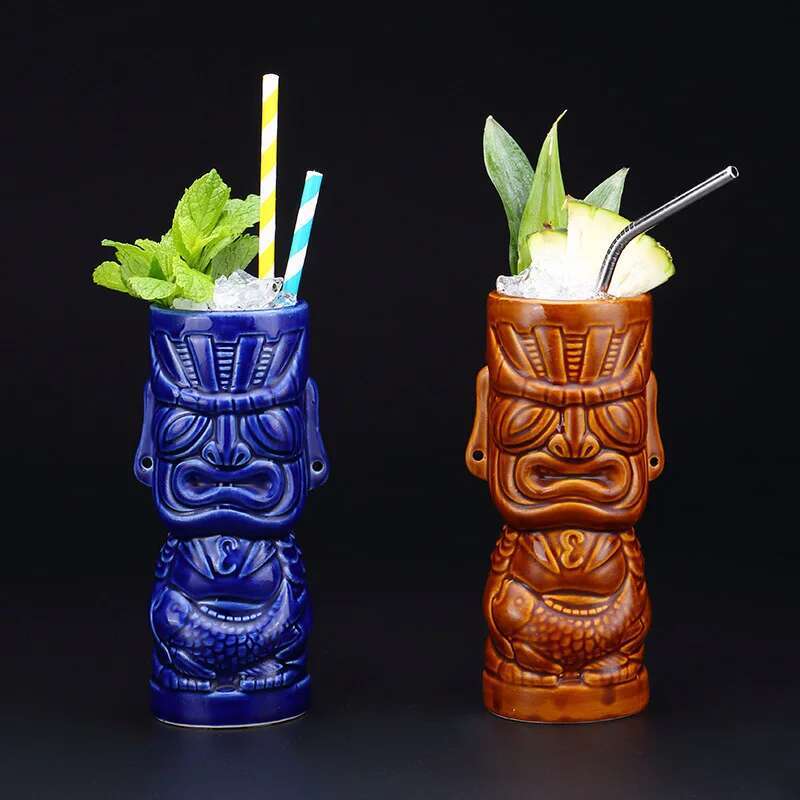 Tazza da Cocktail in Ceramica da 450ml Totem Tiki Mugs Decorazione Festa Tropicale Hawaiana Bar Utensili per Bere Tazza da Birra Bevande Ingrosso
