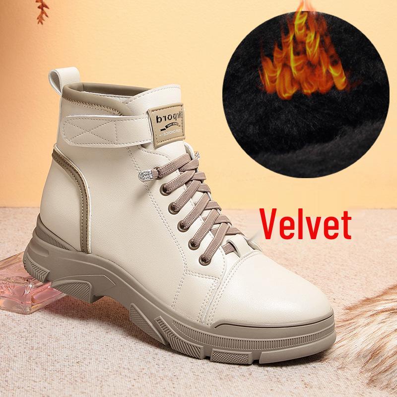 

Женские осенне-зимние ботинки Мартин 2024 - На толстой подошве, Повседневные кожаные, Плюс бархатная теплота, Круглый носок, Мягкая подошва, Ботильоны. 39