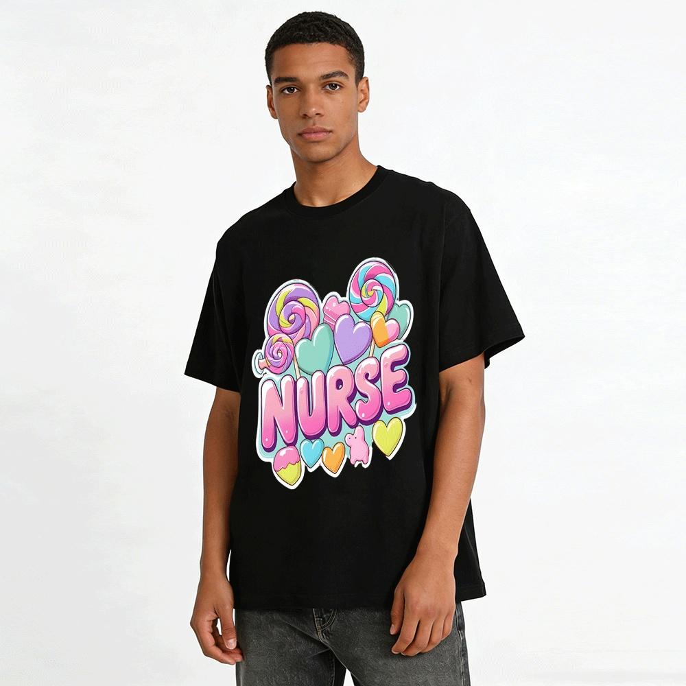 Candy Style Nurse Themed Print Casual Top Pure Cotton T-shirt
