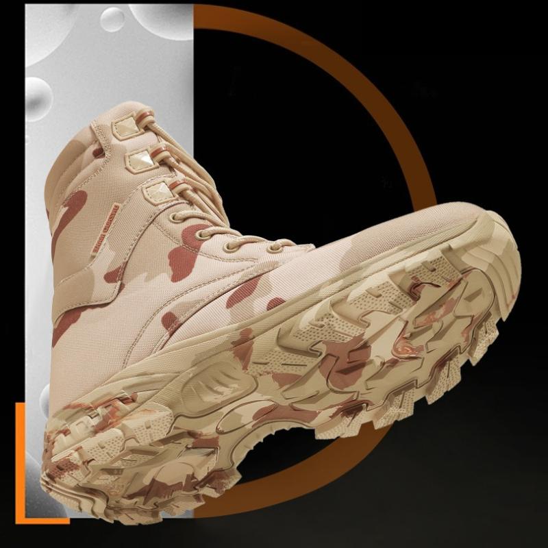 Men's Tactical Desert High Top Boots Retro Style Motorcycle Boots Outdoor Hiking Camping Shoes Comfy Ankle Boots Sized For 39-46