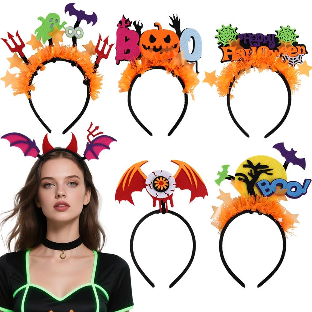 Halloween Felt Headband Glow in The Dark Pumpkin Ghost Bat Eyeball Hair Hoop Cosplay Costume Hair Ornament Halloween Night Party