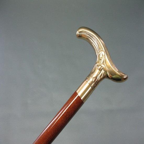 Dame Nue en Laiton Canne de Marche en Laiton Massif Canne en Bois Victorienne Cadeau Antique