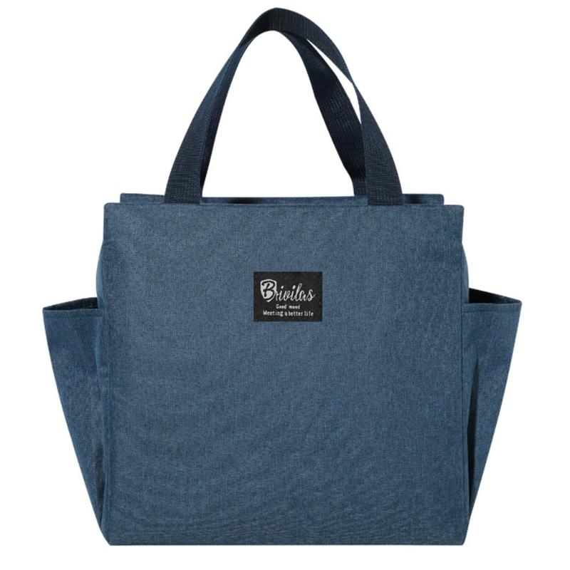 

Multifunctional Mother Meal Prep Bag Spacious Baby Food Storage Purse Zippered Insulated Lunch Box with Side Pockets 1 темно-синий