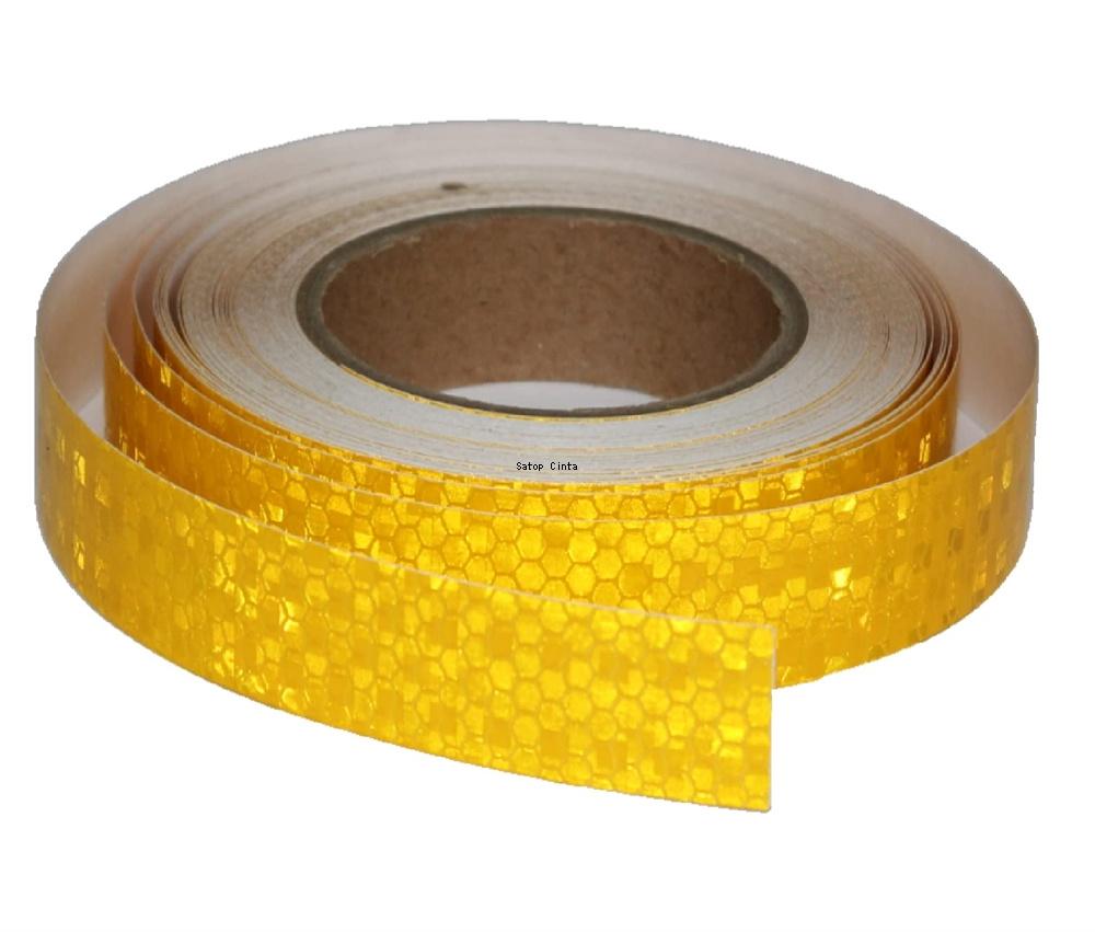 Yellow Bicycle Reflective Stickers Self-Adhesive Warning Tapes 1inch*33FT Honeycomb Reflectors Safety Conspicuity Strips For Car
