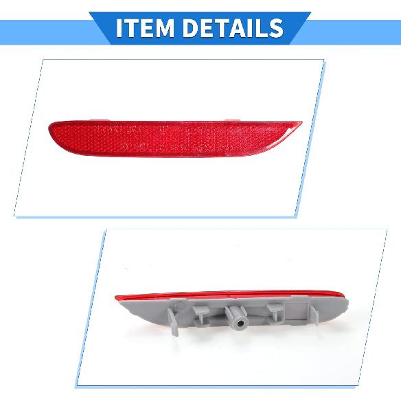 Bumper Reflector Compatible for Nissan Rogue 2014-2022, Durable ABS Plastic Red Rear Left Bumper Reflector Side Marker