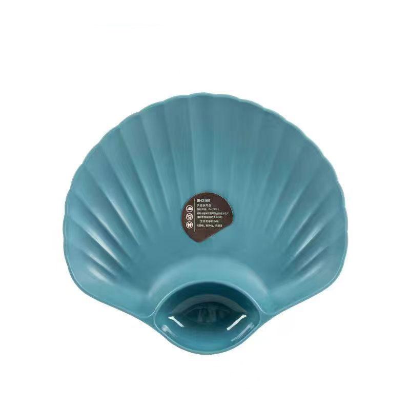 Shell Dish Plastic Dumpling Plate with Vinegar Discs Vinegar Dishes Sushi Breakfast Dried Fruit Snack Shell Bone Spitting Dish темно-синий