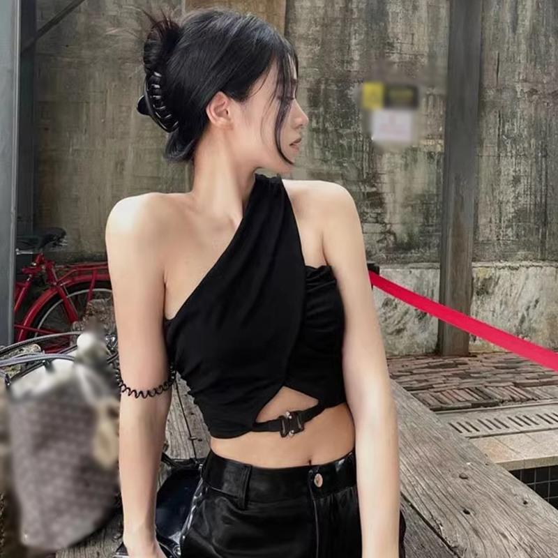 Women's Crop Top Sleeveless Camisole Hanging Neck Off Shoulder Slim Tops