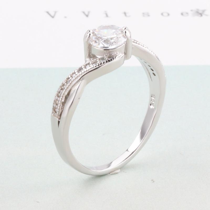 Cincin Berlian Wanita Emas Putih Mewah Cincin Pertunangan Pengantin Antik Cincin Pernikahan Bundar Untuk Wanita Perhiasan Cantik Anillos Mujer