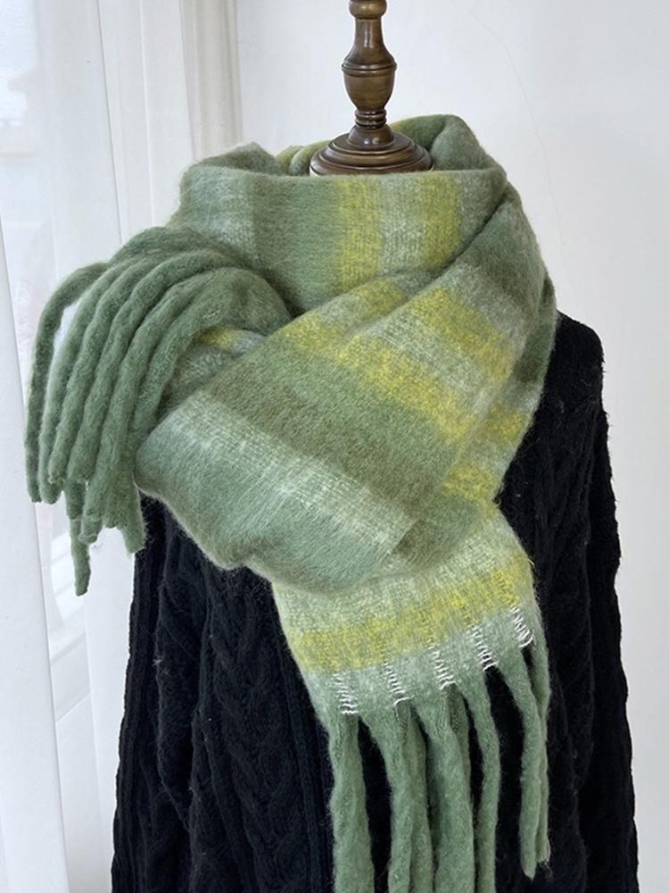Women Winter Knit Scarf Headscarf Ladies Men Preppy Striped Tassel Warm Scarve Pashmina Mujer Male Foulard Thick Wrap Shawl New