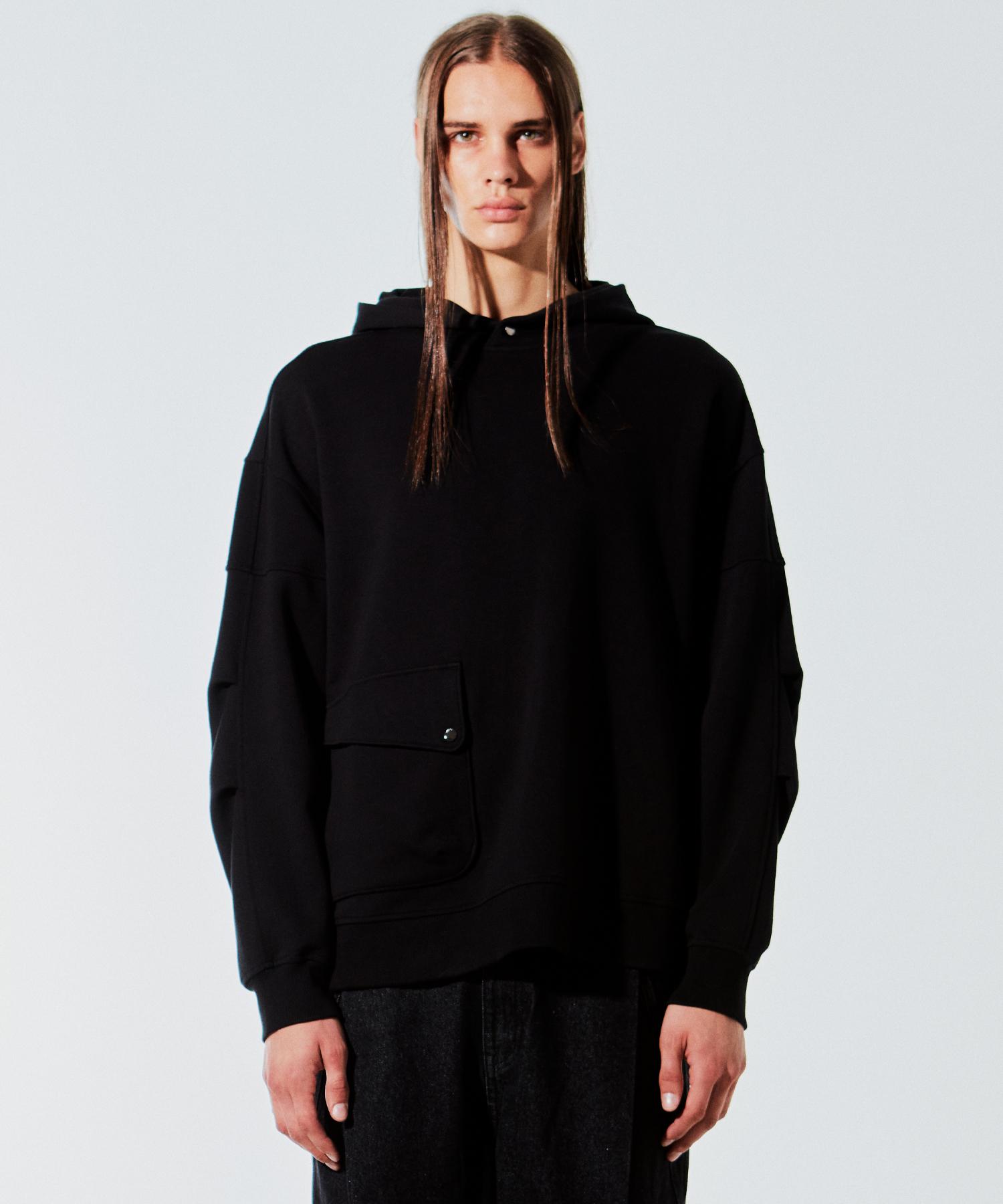 Zensai Oversized Fishtail Hoodie Black Xs