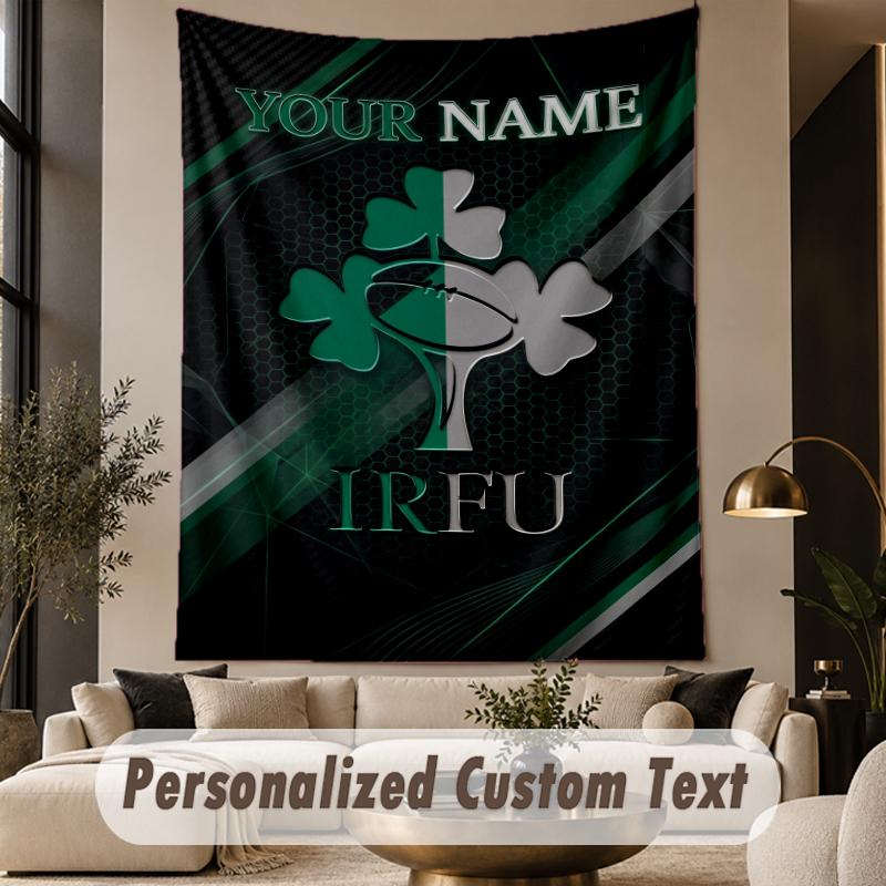 Custom Text Tapestry Ireland Rugby Print Wall Tapestry Indoor Living Room Wall Decor
