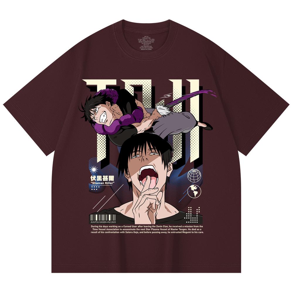 

230 Gsm 100% Cotton Jujutsu Kaisen V47 Toji Print Unisex Heavy Cotton T Shirt 2XL
