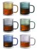 Double-Layer Vertical Stripe Glass Cup with Large Handle for Home, Office, or Coffee Shop Use