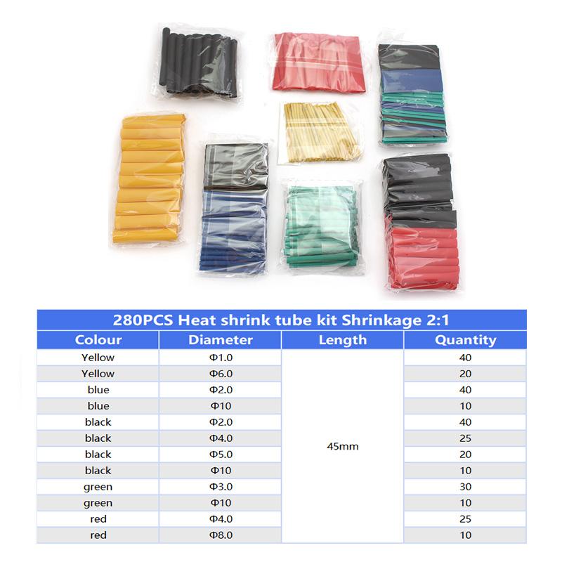 127-328pcs Kit de Envoltório Termoencolhível Tubo Termorresistente Tubo Termoencolhível Conexão Elétrica Fio Cabo Isolamento Manga