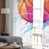Colorful Basket Ball With Spots And Sprays On A White Tulle Sheer Curtains for Living Room Kitchen Decor Voile Organza Curtain