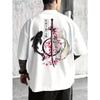 Japanese Cherry Blossom Print T-shirt Men's and Women's Summer Cotton Y2K Clothing Breathable Fashion Short Sleeve Top