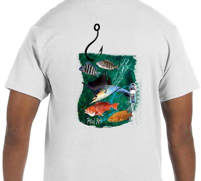 Echte Flossen Angeln Schnapper Marlin Schnapper Zackenbarsch Riff T-Shirt Kurzarm