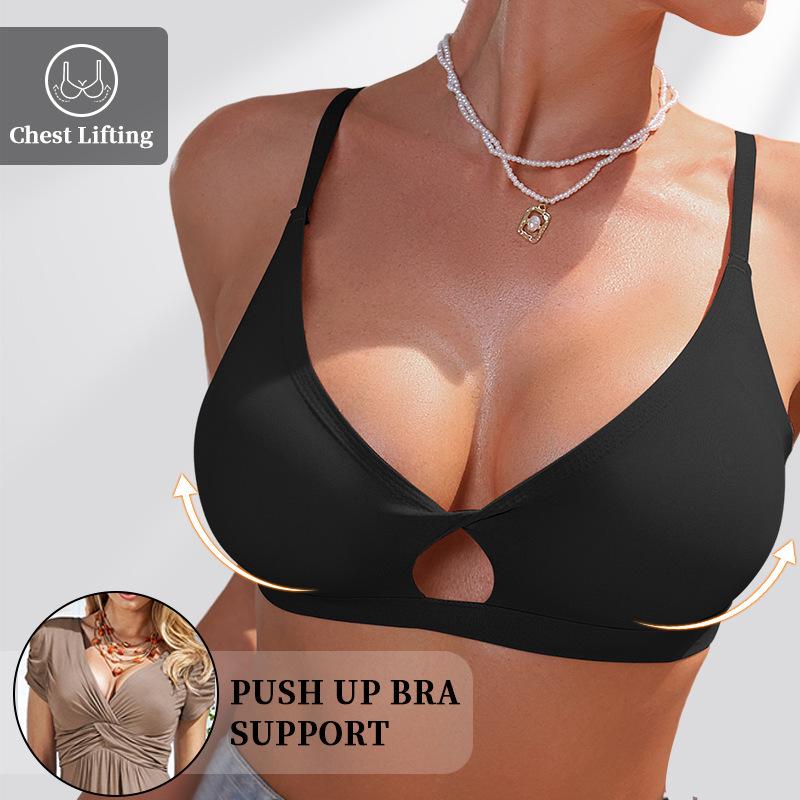 Women's Seamless Deep V Wireless Push-Up Camisole Bra