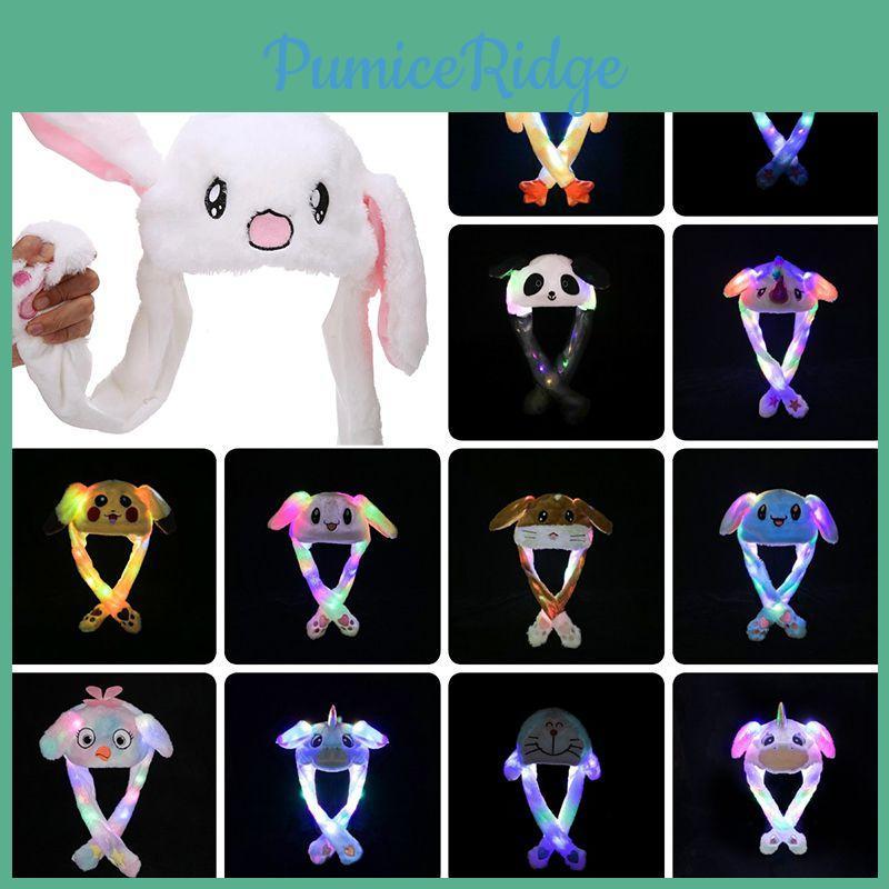 Adorable Cartoon Rabbit Women's Hat With Plush Moving Bunny Ears And Light-up Earflaps