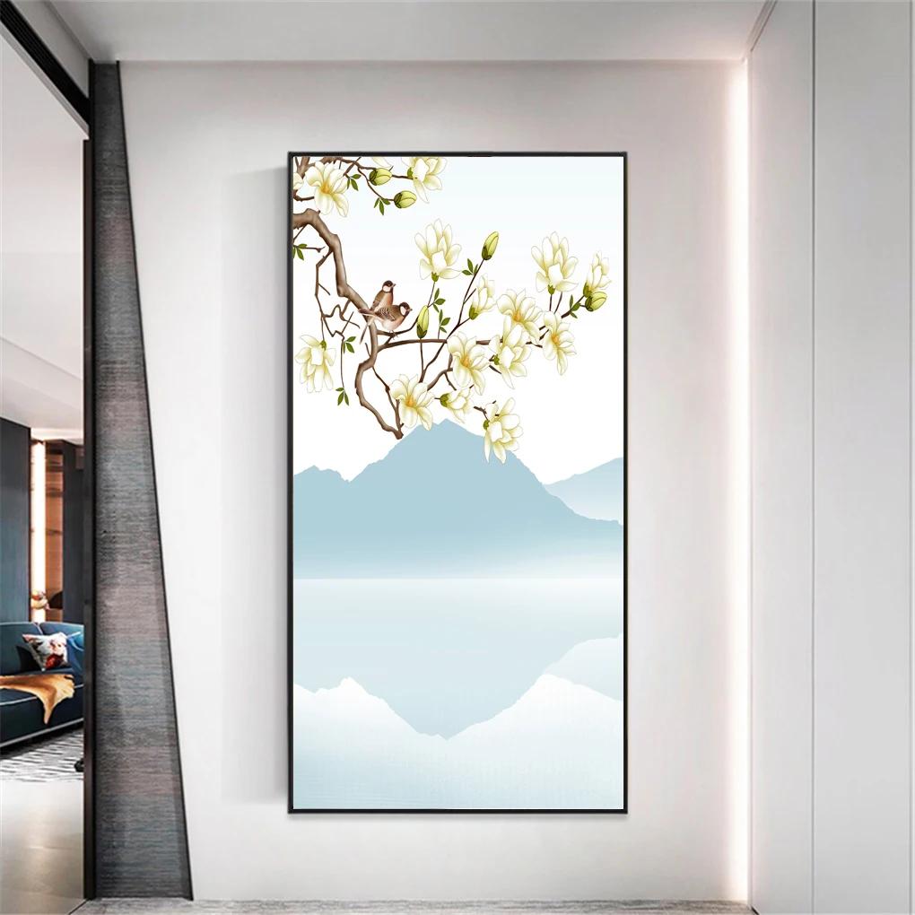No Glue Privacy Window Film Static Cling Decorative Landscape Painting Window Treatments Window Sticker
