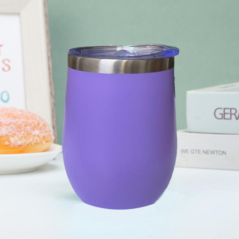 U-shaped 12oz Christmas Insulated Eggshell Wine Cup, Red