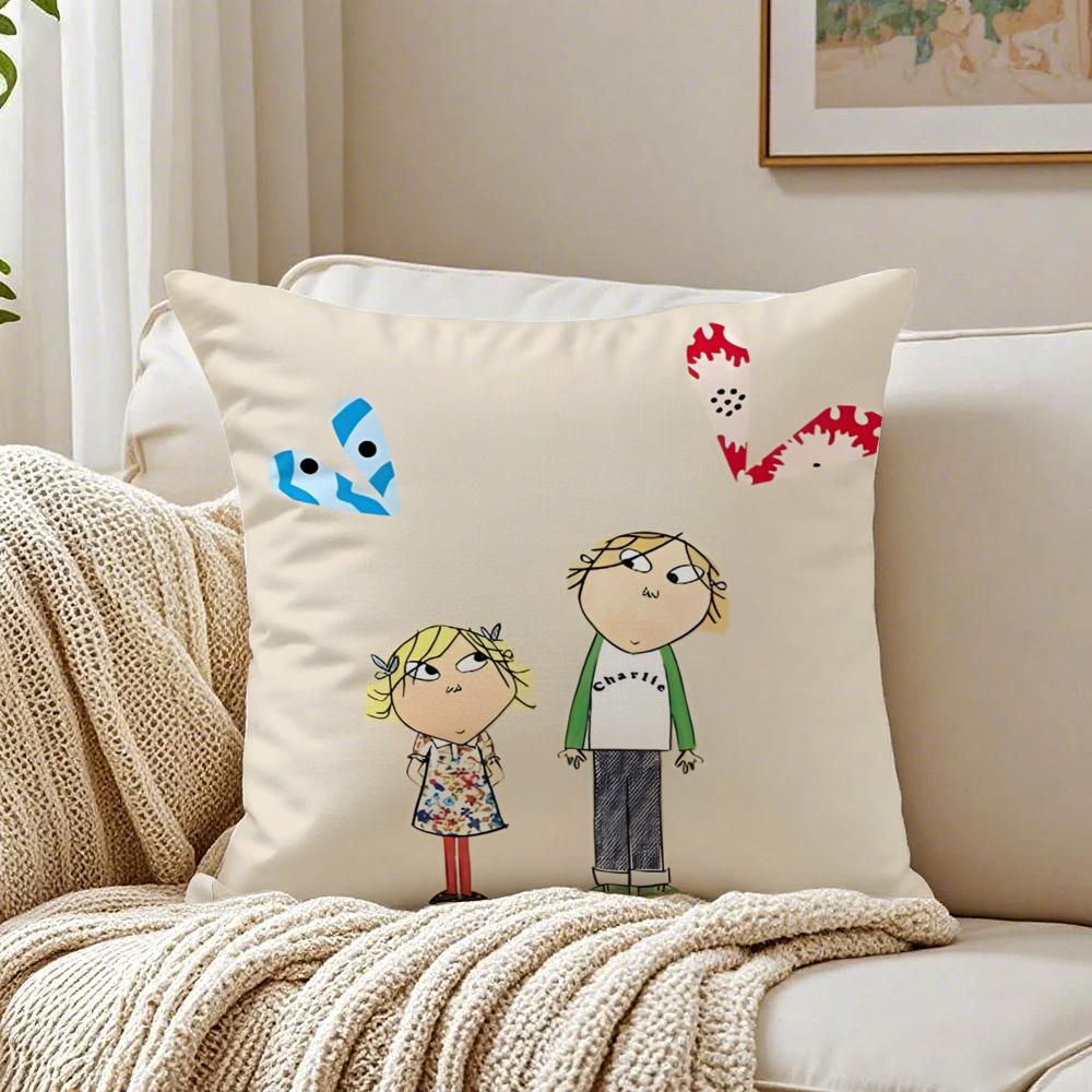 Süß Niedlich Britisch Anime CCharlie und Lola Anime Kissenbezug Kissenbezug Staubmilbenfrei Wohnzimmer Sofa Dekor Kissen Zimmer