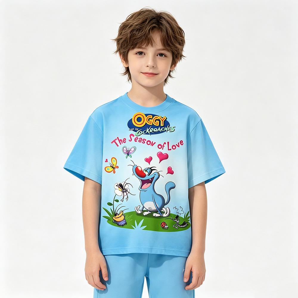 Oggy and The Cockroaches Children's T-shirts 3D Cartoon Print Tees Cute Boys Girls Short Sleeve Kids Casual Tops Summer Clothing