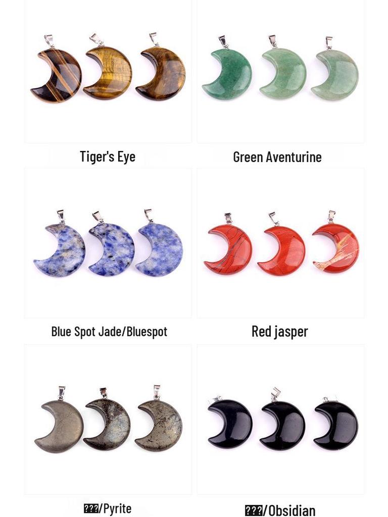 Naturkristall Achat 30mm Halbmond Anhänger Halskette mit DIY Sternanhänger
