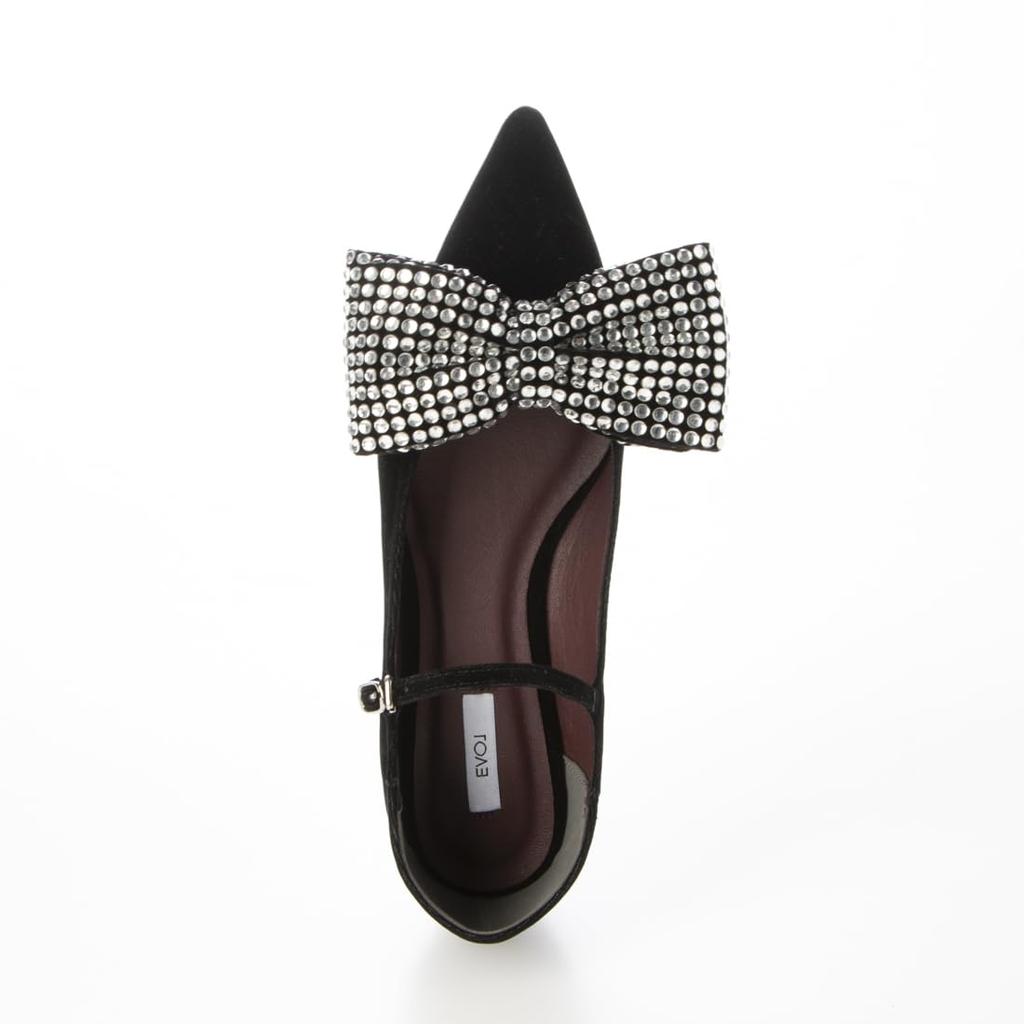 Evol Women's IX5467 Black Combination Pointed Pumps with Removable Ribbon and 2cm Heel, Size 22.0cm