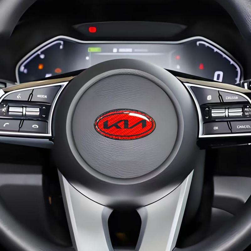 Koolstofvezel Auto Stuurwiel Embleem Sticker Badge Voor KIA K2 K3 K5 KX5 Sportage GT R Stinger Rio Optima Sorento Forte Soul