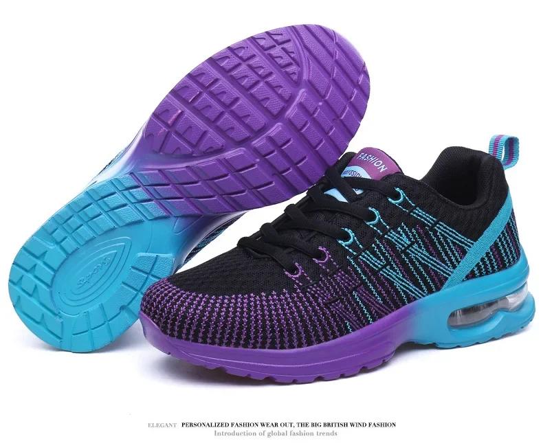 

Women S Knitted Running Shoes Colorful Design Breathable Mesh Comfortable Bright Colors Shoes Outdoor Fitness Jogging Walking 35