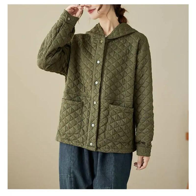 Casual Splicing Long Sleeves Pocket Baseball Uniforms Autumn Winter Woman Korean Loose Cotton Clothing