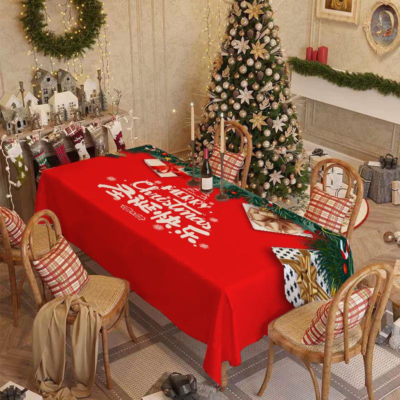 Christmas Tablecloth Red Festive Decor for Living Room Dining Table Rectangular Holiday Atmosphere