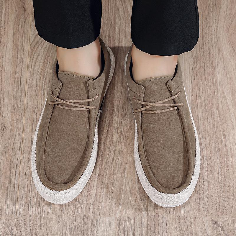 Fashion Fashion Mens Classic Retro Casual Shoes Lace Up Cow Suede Genuine Leather Mens Comfortable Driving Flats Men Outdoor Oxfords