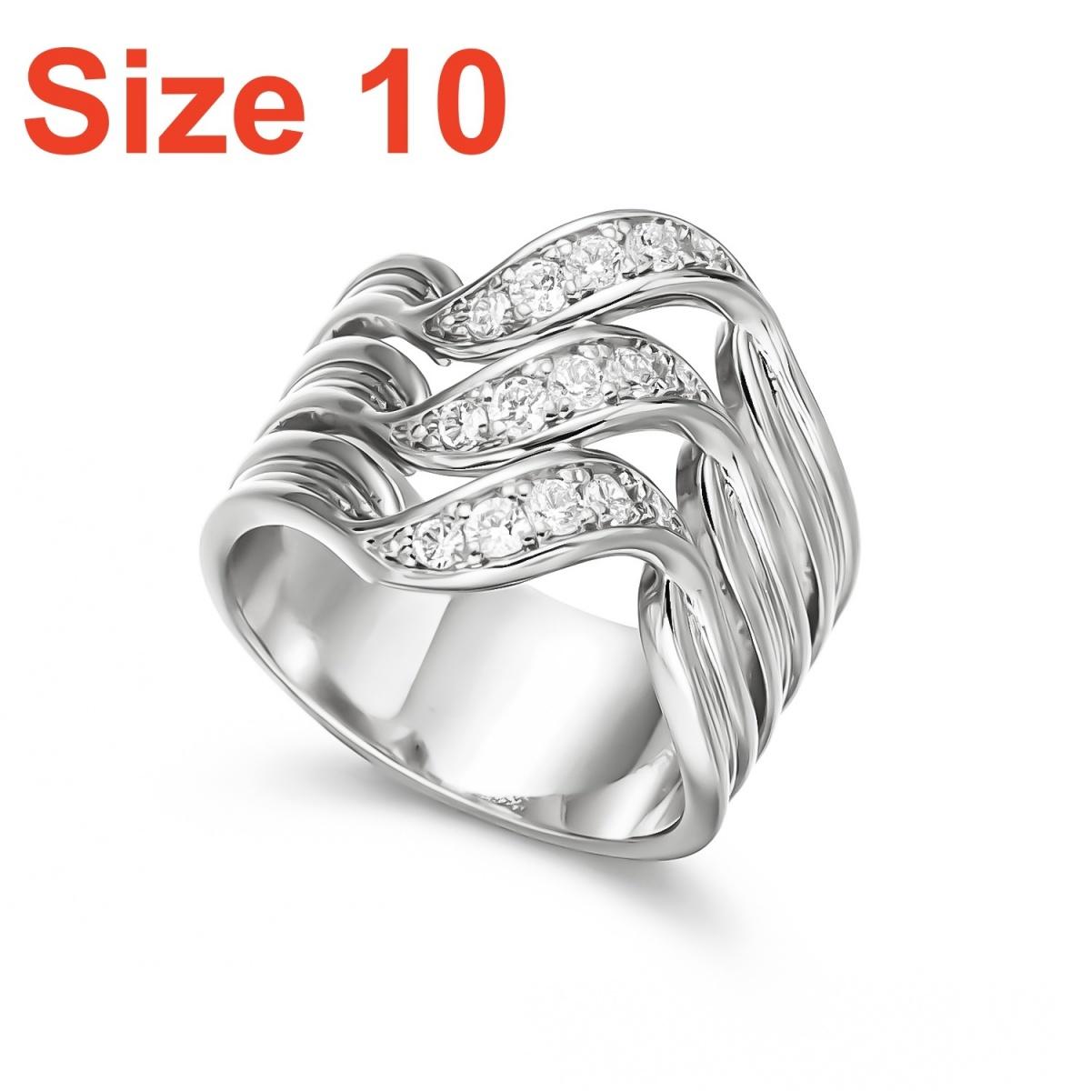 

Delicate Inlaid Zircon Multi Layer Hollow Wavy Stripe Finger Rings For Women Men Punk Creative Geometric Wide Ring Party Zircon