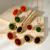French Vintage Half-Set Gemstone Jewelry Set Minimalist Pendant Necklace And Elegant Earrings