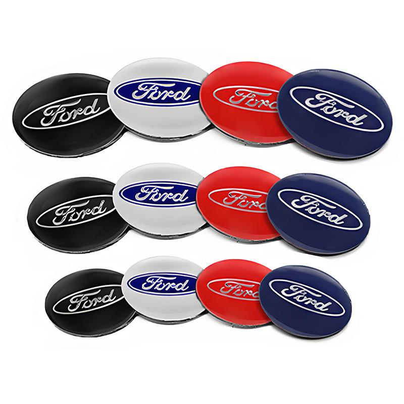 BBBH3 4Pc Ford Logo 56mm 60mm 65mm Car Wheel Hub Center Cap Stickers Decal For Fiesta Mondeo Explorer Focus Mondeo Escape Kuga MK2 MK3