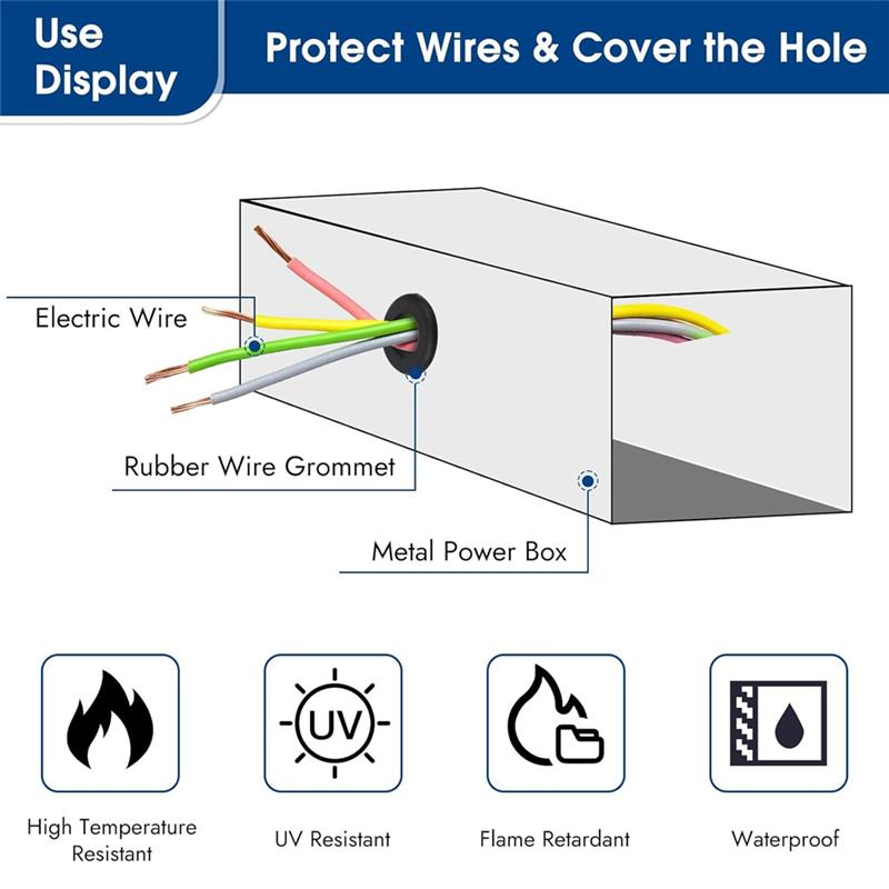A25F-Rubber Grommet Kit Hollow 200Pcs, Hallow Firewall Grommets Assortment 8 Sizes Wire Grommets For Wiring, Hole Plugs,Automoti