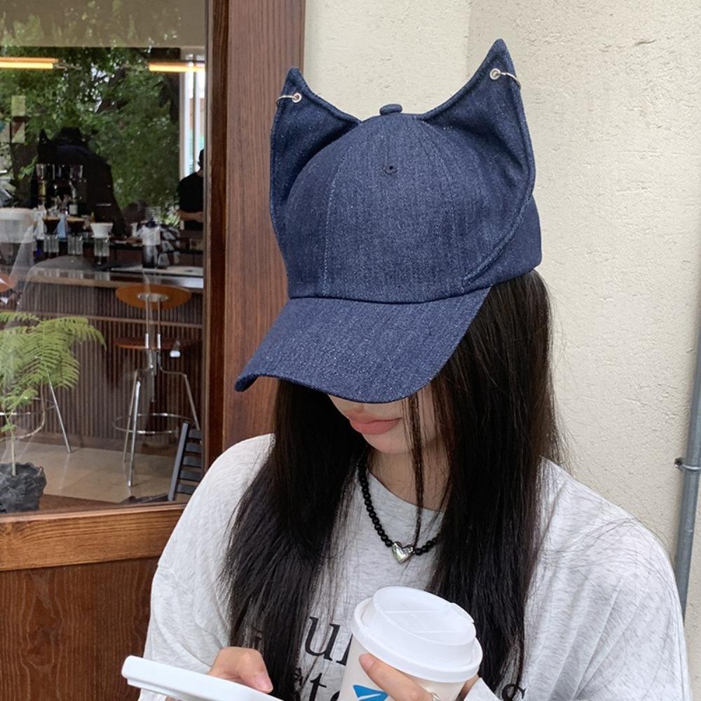 Cute Cat Ears Baseball Cap Y2k Sun Hat New Women Peaked Cap  Spring Summer