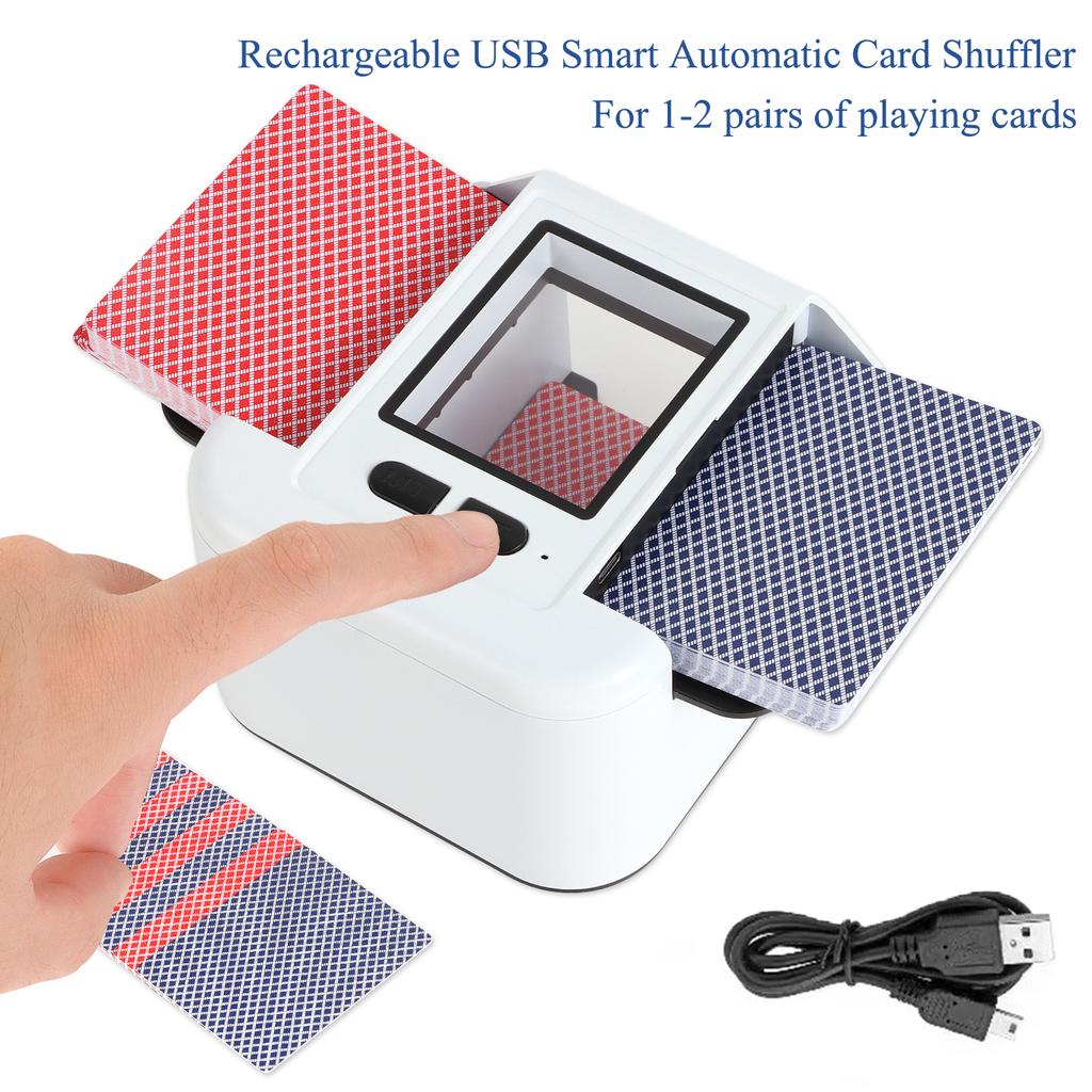 Automatic Card Shuffler 2 Deck Electric Casino Card Shuffler Rechargeable Shuffling Machine for UNO Poker Texas Hold'em Games