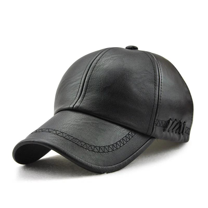 Fashion Solid Winter Leather Baseball Cap Men Snapback Autumn Warm Black Caps Women Bone Masculino Mens hats and Hats gorras 2025