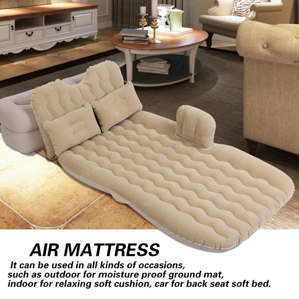 Inflatable Bed Mattress Indoor Outdoor Camping Travel Car Back Seat   Beds Cushion(Beige)