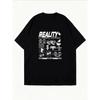 Crewneck T Shirt White Reality Decisive Moment Graphic Print With Book Dice And Symbols Casual Wear For Everyday Outfits
