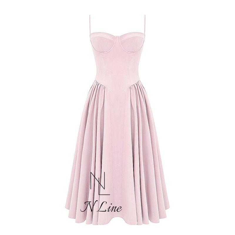 

Мода Прямая Покупка Дом CB 24 Великолепное Французское Платье-корсет на косточках, Сарафан на бретелях Pink L