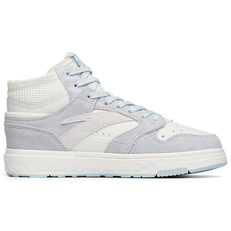 New Anta Street Naughty Slip Resistant Mid Top Skateboard Shoes Women's White Blue 122218052-4
