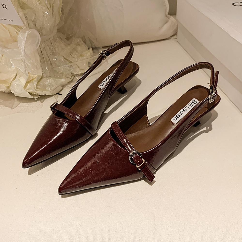 2025 Woman Sexy High Heels Women Sandals Summer Fashion Pointed Toe Low-heel Pumps Slingbacks Elegant Female Heeled Shoes