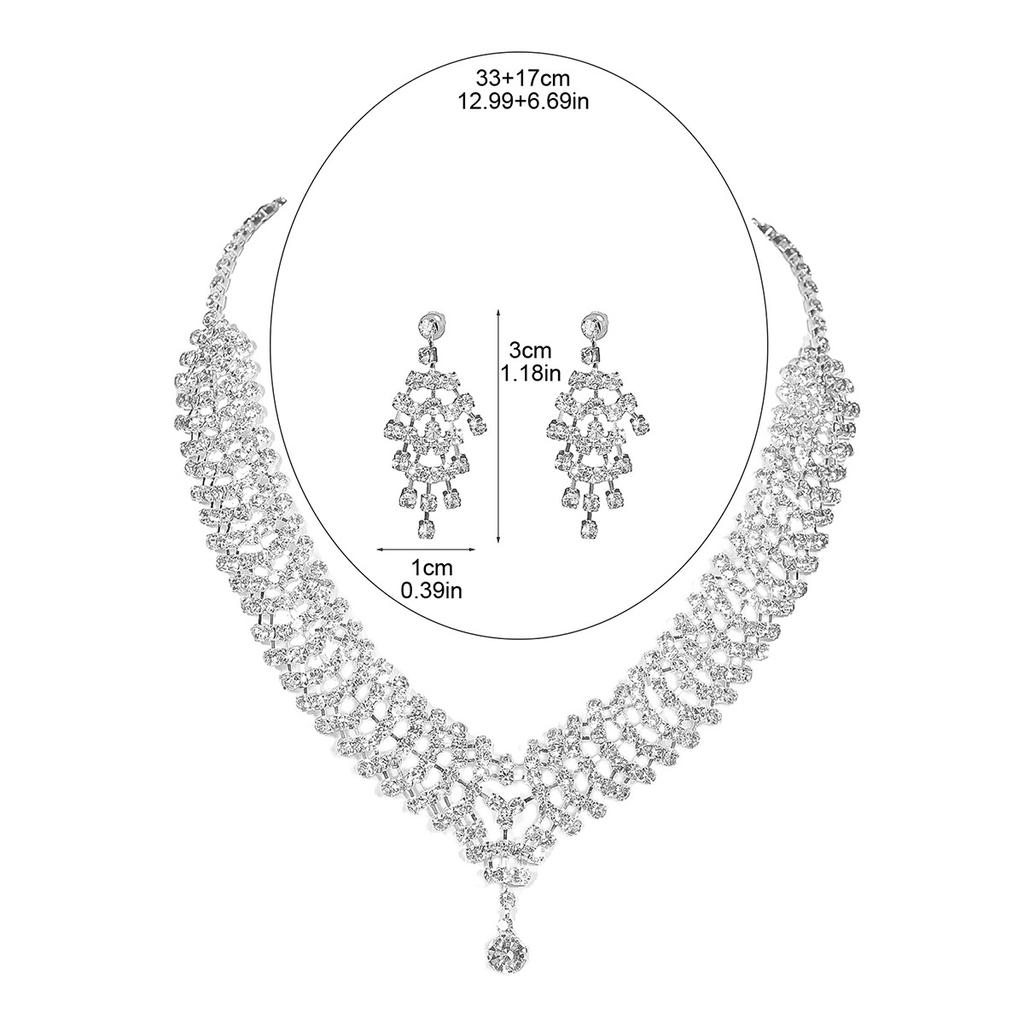 Komplet biżuterii ślubnej, luksusowy naszyjnik z diamentami z Europy i Ameryki, kolczyki, dwuczęściowy komplet, modny naszyjnik, biżuteria do uszu.
