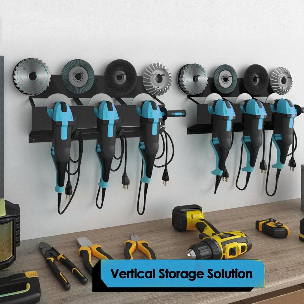 Angle Grinder Holder Wall Mount Steel Angle Grinder Stand Disc Grinder and Cable Storage Rack for Angle Grinder Cutters Polisher